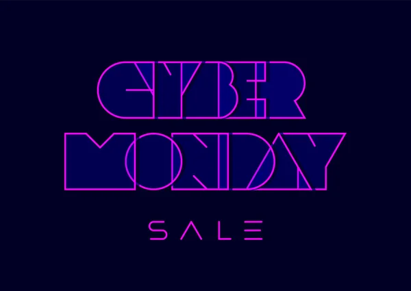 Cyber Hétfő tipográfia retro futurizmus stílusban sötétkék háttérrel. Vector sablon bannerek és eladási ajánlatok. Sablon kártya, hirdetések, reklám, füzetek, értékesítés, promóciók. — Stock Vector