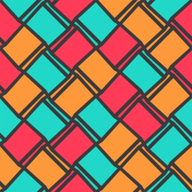 Geometrik renkli, dikişsiz desen. Boyalı cam pencere, duvar kağıtları, tekstil, kumaş, ambalaj kağıdı, arka planlar için şablon. Soyut vektör çizimi. Modern moda renkleri.