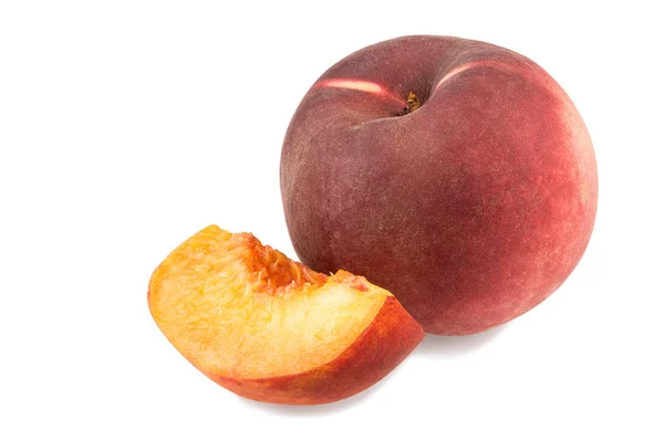 Ripe peach fruit isolated on white background cutout — Stock Photo, Image