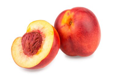 Beyaz arka plan makro'izole nektarin meyve