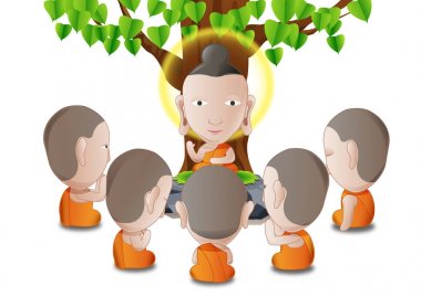 izole beyaz arka plan beş ascetics takipçileri Budizm önemli günde kullanmak için Buddha.good oldu.