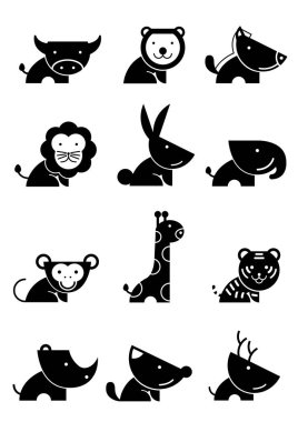 çevre, yaban hayatı ve vahşi iş tasarım için siyah ve beyaz design.suitable on iki simge yaban hayatı