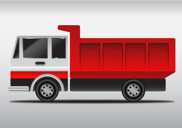 4 rodas caminhão basculante hidráulico com bandeja vermelha em estilo gradiente — Vetor de Stock