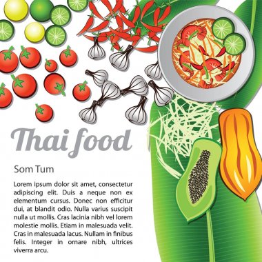 Tay gıda menü Som Tum izole