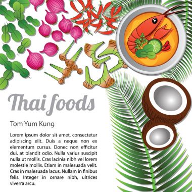 Tay gıda menü Tom Yam Kung izole