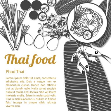 Tay gıda menü Phad Tay dili izole