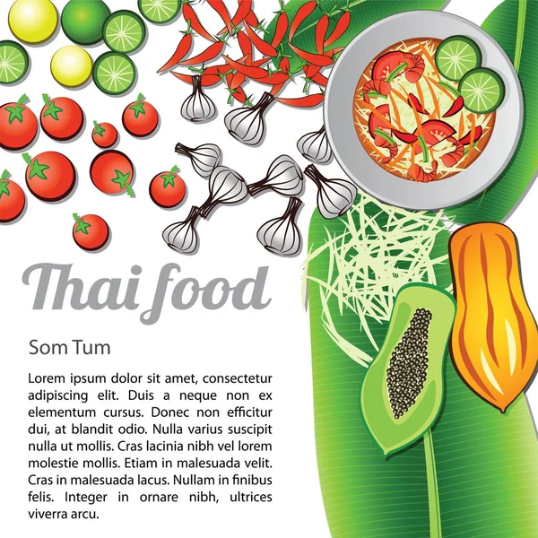 Menu Makanan Thailand Terisolasi Tum - Stok Vektor