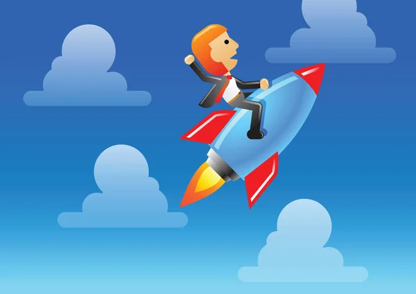 İş adamı binmek roket onun iş fırsatı