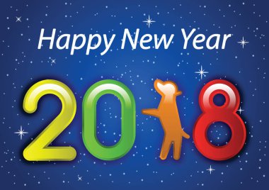 mutlu yeni yıl kutlama mavi arka plan ile Astroloji / köpek