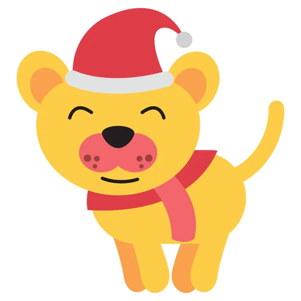 Chien santa claus sourire heureux, montrer l'heure de Noël et nouveau ye — Image vectorielle