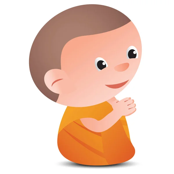 Stort huvud tecknad munk betala respekt i sit pose — Stock vektor