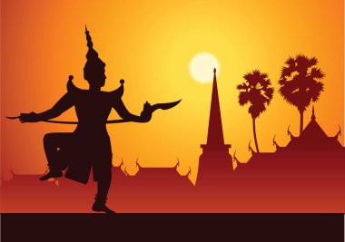 Maskeli geleneksel dans drama sanat Klasik Tay. Tay eski