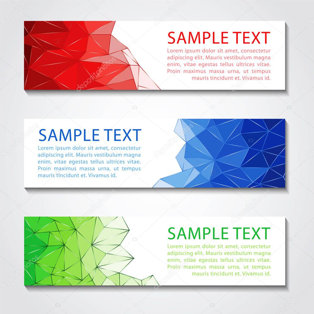 low poly red green blue colorful banner