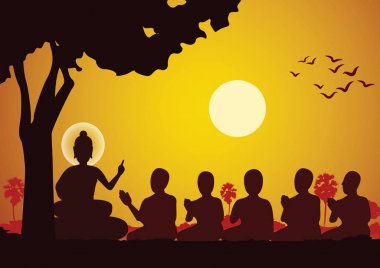 Beş ascetics Lord Buddha vaaz ve yapıldı aydınlatmak haline 