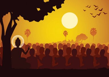 Lord Buddha vaaz dharma keşiş kalabalık