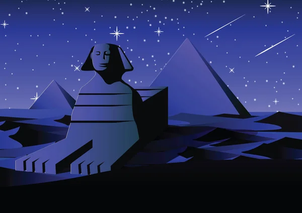 Sphinx and Pyramid famous landmark of Egypt, cartoon version — стоковый вектор