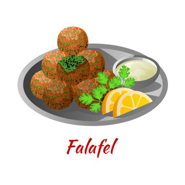 Falafel, renkli gradyan renginde helal ve ünlü bir yemektir.