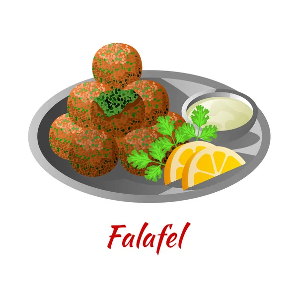 Falafel es deliciosa y famosa comida de Halal en gradien de colores — Vector de stock