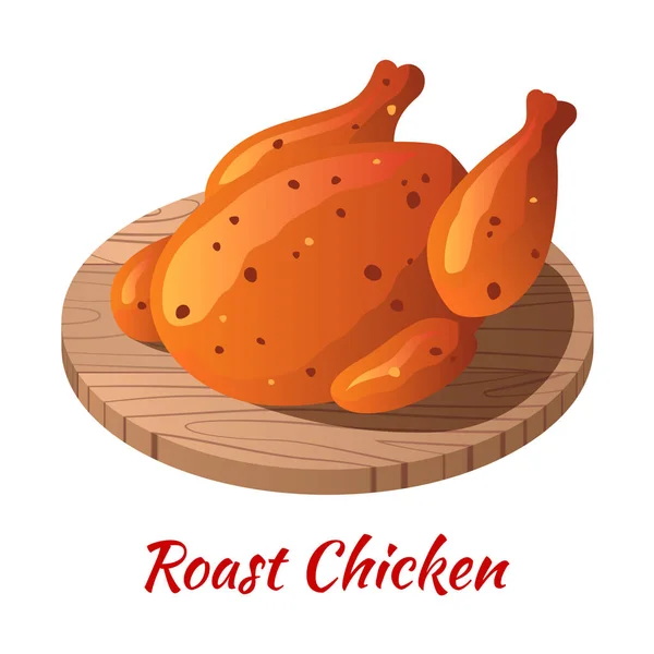 El pollo asado es una deliciosa comida en el icono de diseño de degradado de colores — Vector de stock