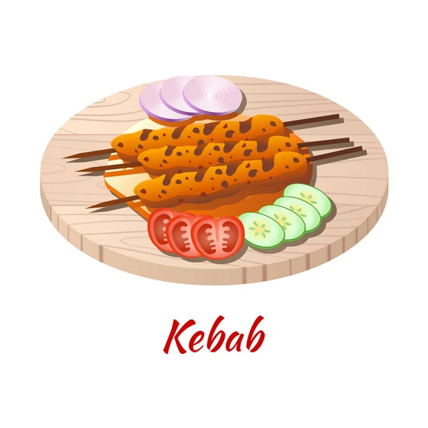 Kebab är läcker och berömd mat av Halal i färgad lutning — Stock vektor