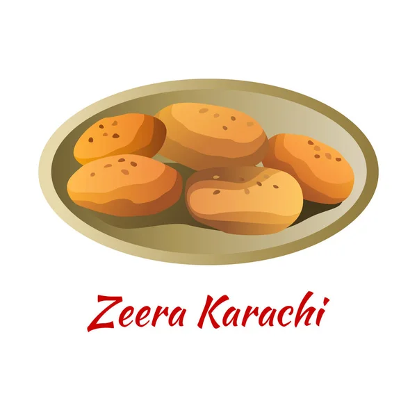 Zeera karachi is delicious and famous appetizer of Halal in colo — Stock Vector