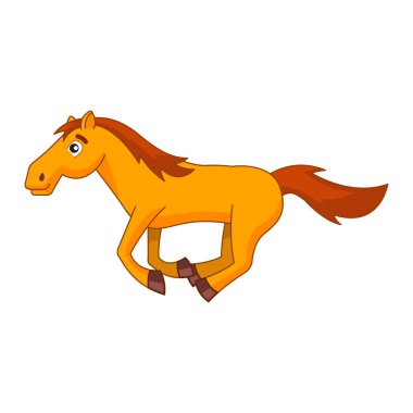 Çizgi film sürümünde düz dizayn ile atın clipart, vektör illüstrasyon