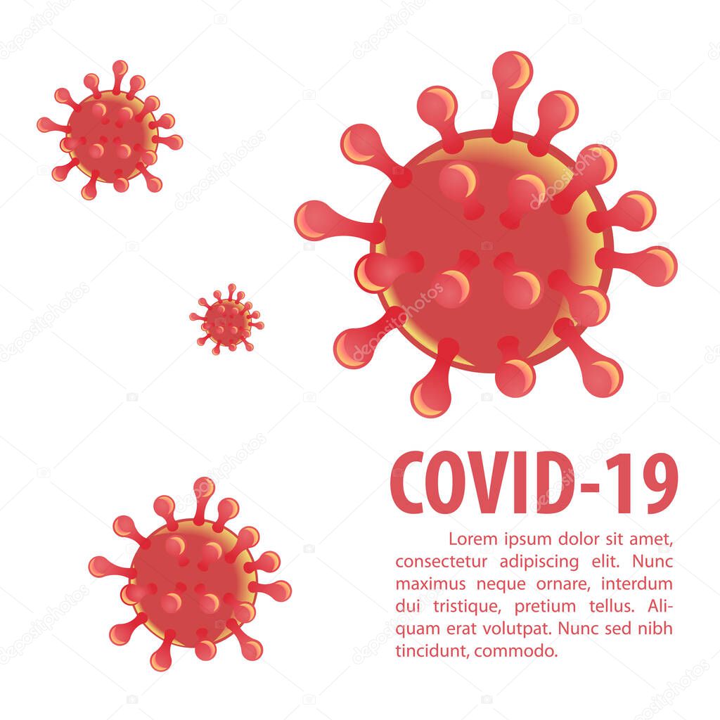 Corona virus in vector design with red color with gradient cartoon style
