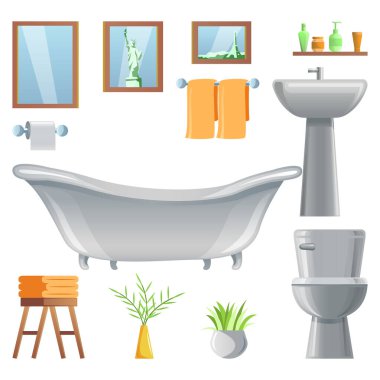 Banyo dekorasyonunun gradyan tasarımlı koleksiyonu