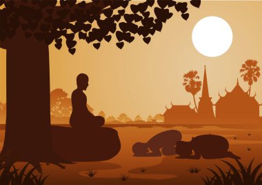 Budist çiftler keşişlere saygı gösterirler. İnançla ve inançla.