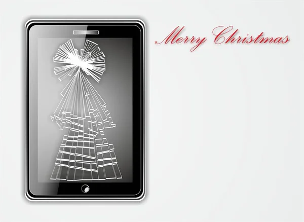 Illustration of smart phone with damaged screen in shape of christmas tree — Stock Photo, Image