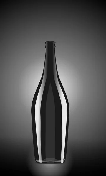 Illusztráció: fekete alapon fekete borosüveg — Stock Fotó