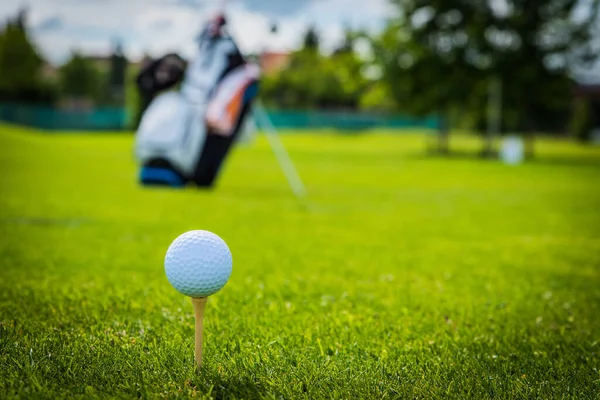 Golfball Auf Golf Green Gras Natürliche Fairway — Stockfoto