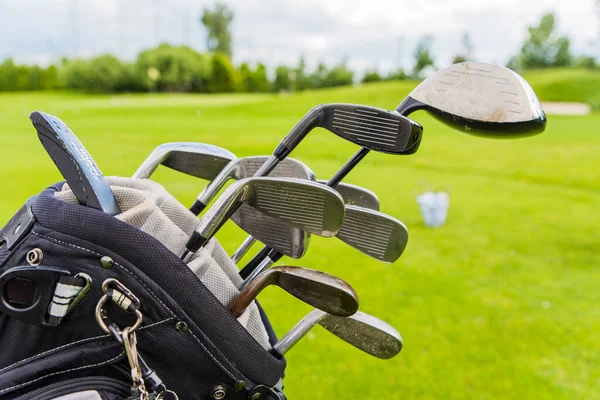 Golfball Ang Club Auf Dem Golfplatz Green Grass Natürliches Fairway — Stockfoto