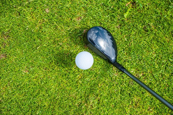 Golfball Ang Club Auf Dem Golfplatz Green Grass Natürliches Fairway — Stockfoto