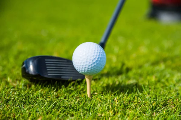 Golfball Ang Club Auf Dem Golfplatz Green Grass Natürliches Fairway — Stockfoto