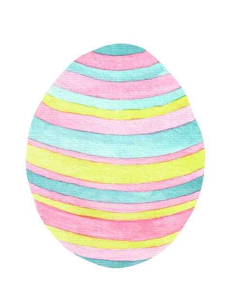 Easter Egg Striped Pattern Watercolor Illustration — Stock Photo, Image