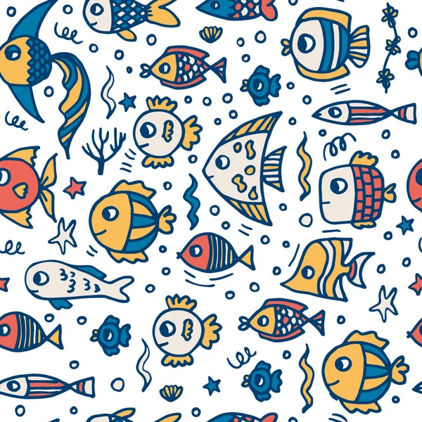 Seamless Baby Pattern Cute Fishes — 스톡 벡터