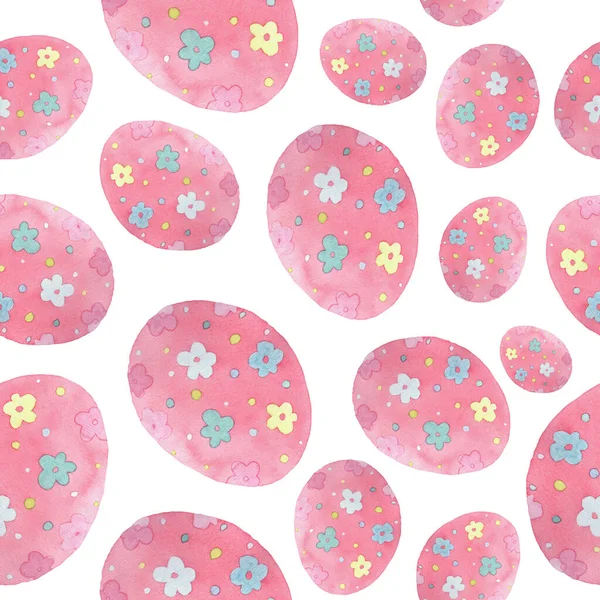 Happy Easter Watercolor Seamless Pattern Hand Drawn Colored Easter Eggs — Stock Photo, Image