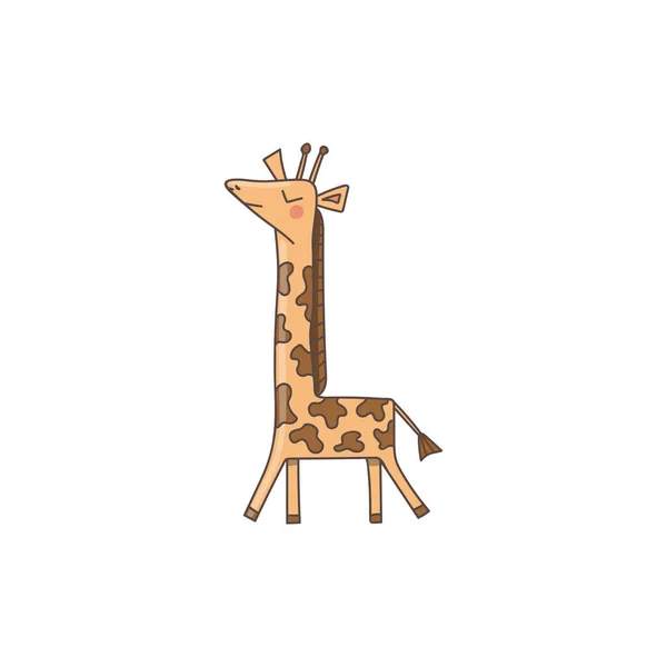 Uma Ilustração Vetorial Desenhos Animados Uma Girafa Fofa Branco — Vetor de Stock