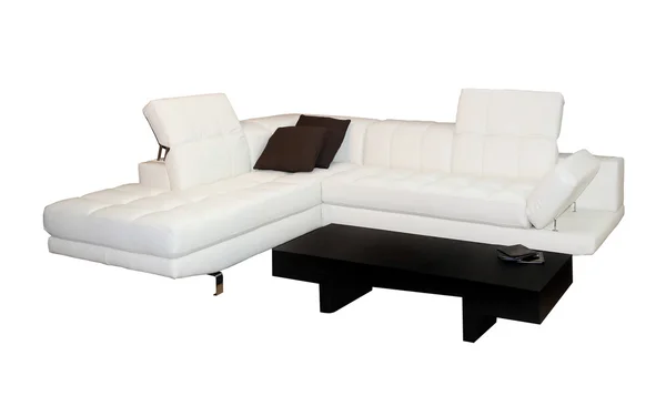 Witte lederen sofa — Stockfoto