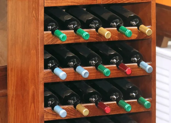 Wine bottle shelf — Stock Photo, Image