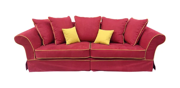 Červený gauč, samostatný — Stock fotografie