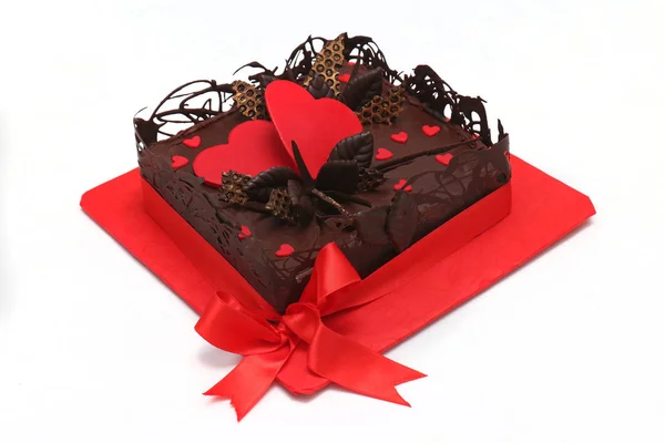 红心巧克力蛋糕 — 图库照片