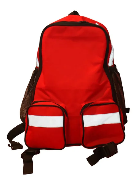 İzole kırmızı okul sırt çantası — Stok fotoğraf
