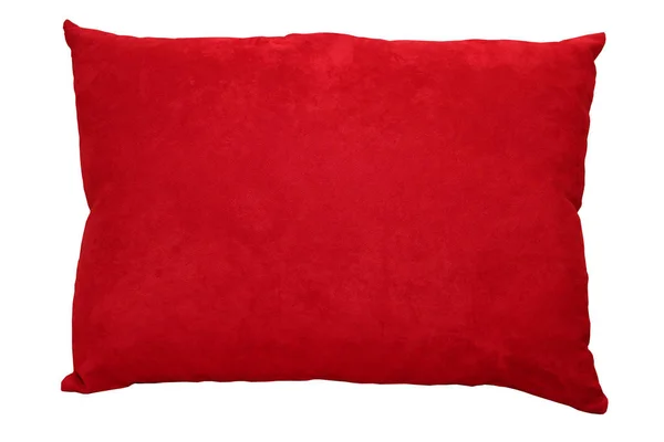 Almohada Decorativa Textil Roja Aislada Sobre Fondo Blanco — Foto de Stock