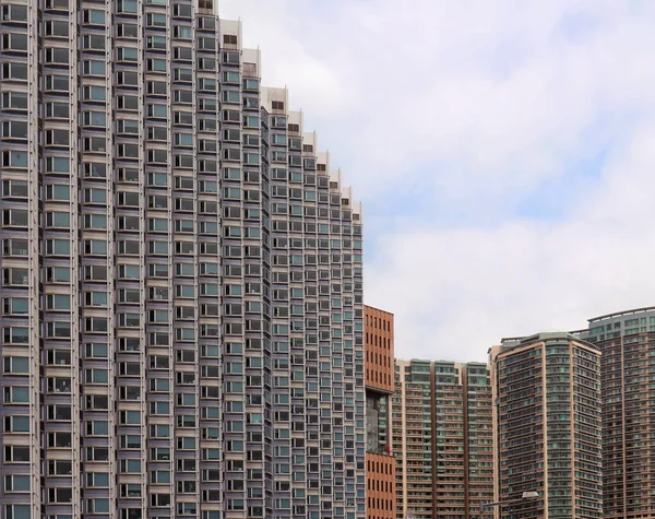 Grandi Edifici Residenziali Esterni Con Vecchie Facciate Hong Kong — Foto Stock