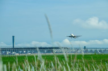 uçak ile yeşil çim çıkar