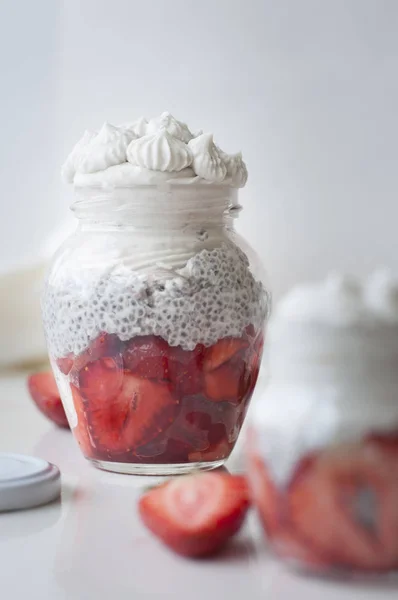 Budino alla fragola chia — Foto Stock