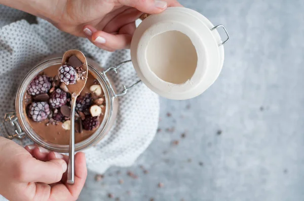 Smoothie de proteína de chocolate — Foto de Stock