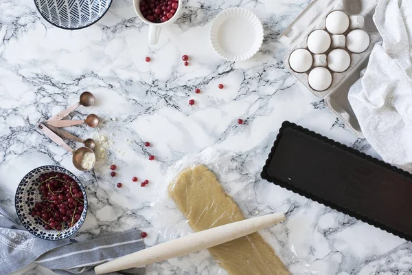 Ingredientes para tarta de grosellas rojas — Foto de Stock